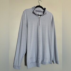 Men's Blue striped Quarter-Zip light weight performance Sweater